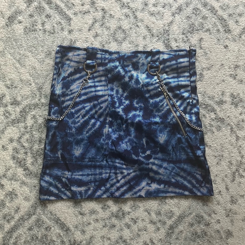 Y2K Tie Dye Mini Skirt with Chains